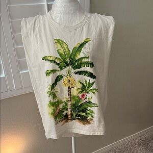 H&M White Tropical Print Top